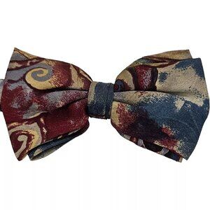 ANNE SURKAMP KRAMER Blue/Burgundy Art Silk Bow Tie GERMANY 4.4"/ 2.5" EC